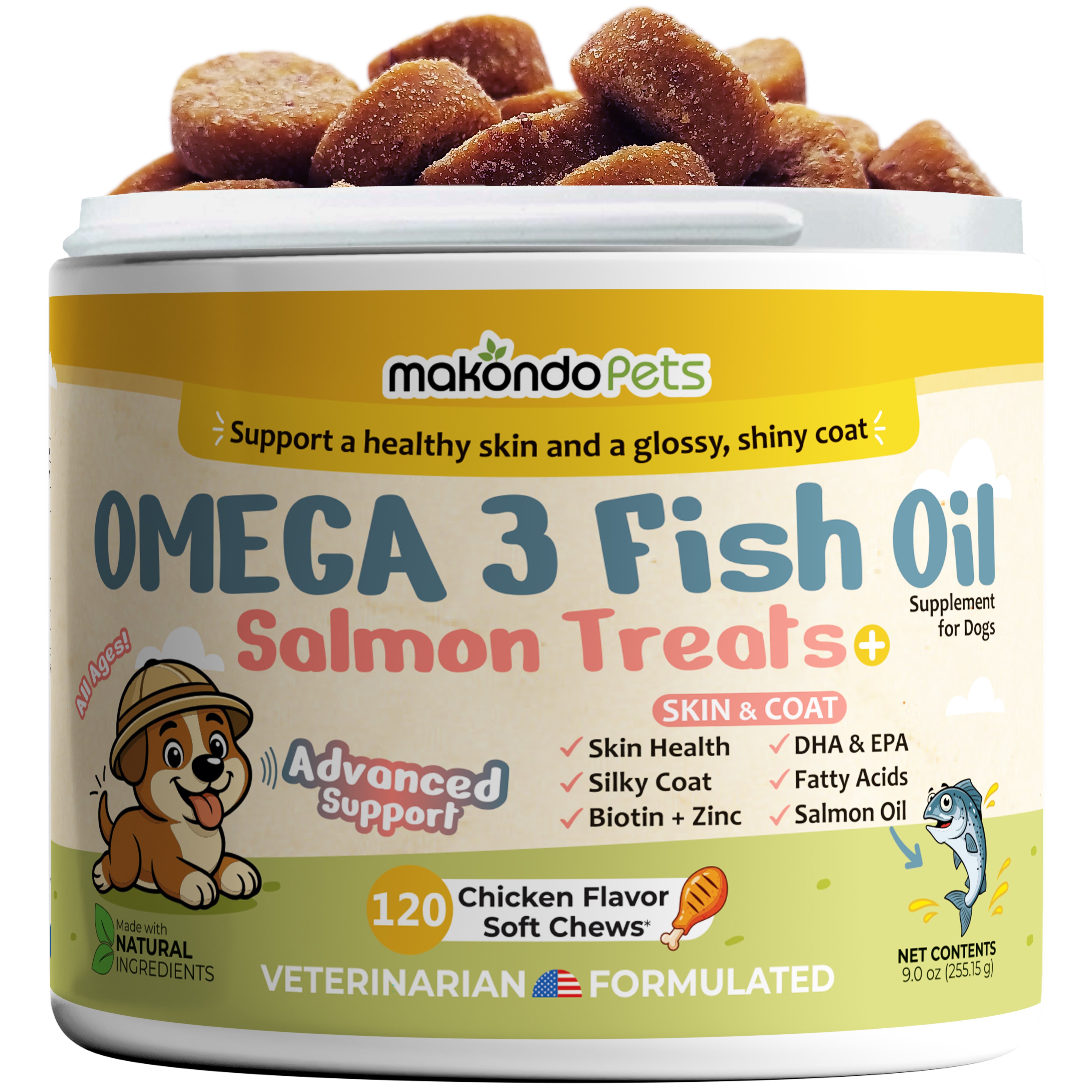 Makondo Pets Omega 3 for Dogs Salmon Oil 120 Soft Chews
