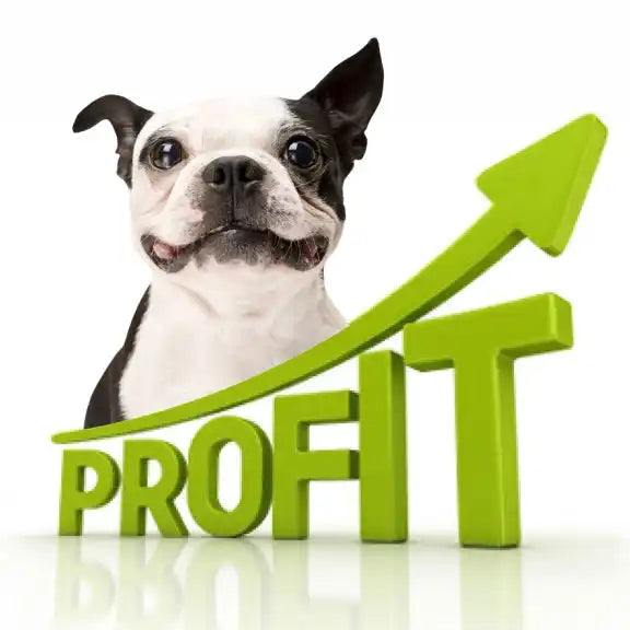 Boston terrier with profit chart.