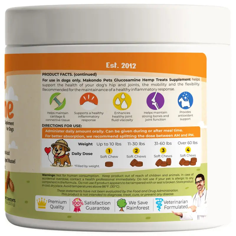 Glucosamine for Dogs 120 Soft Chews Makondo