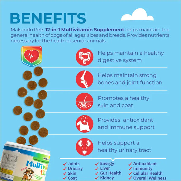 12 in 1 Multivitamin for Dogs 120 Soft Chews Makondo
