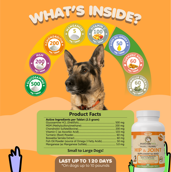 Hip and Joint Supplement for Dogs. 60 Tabs