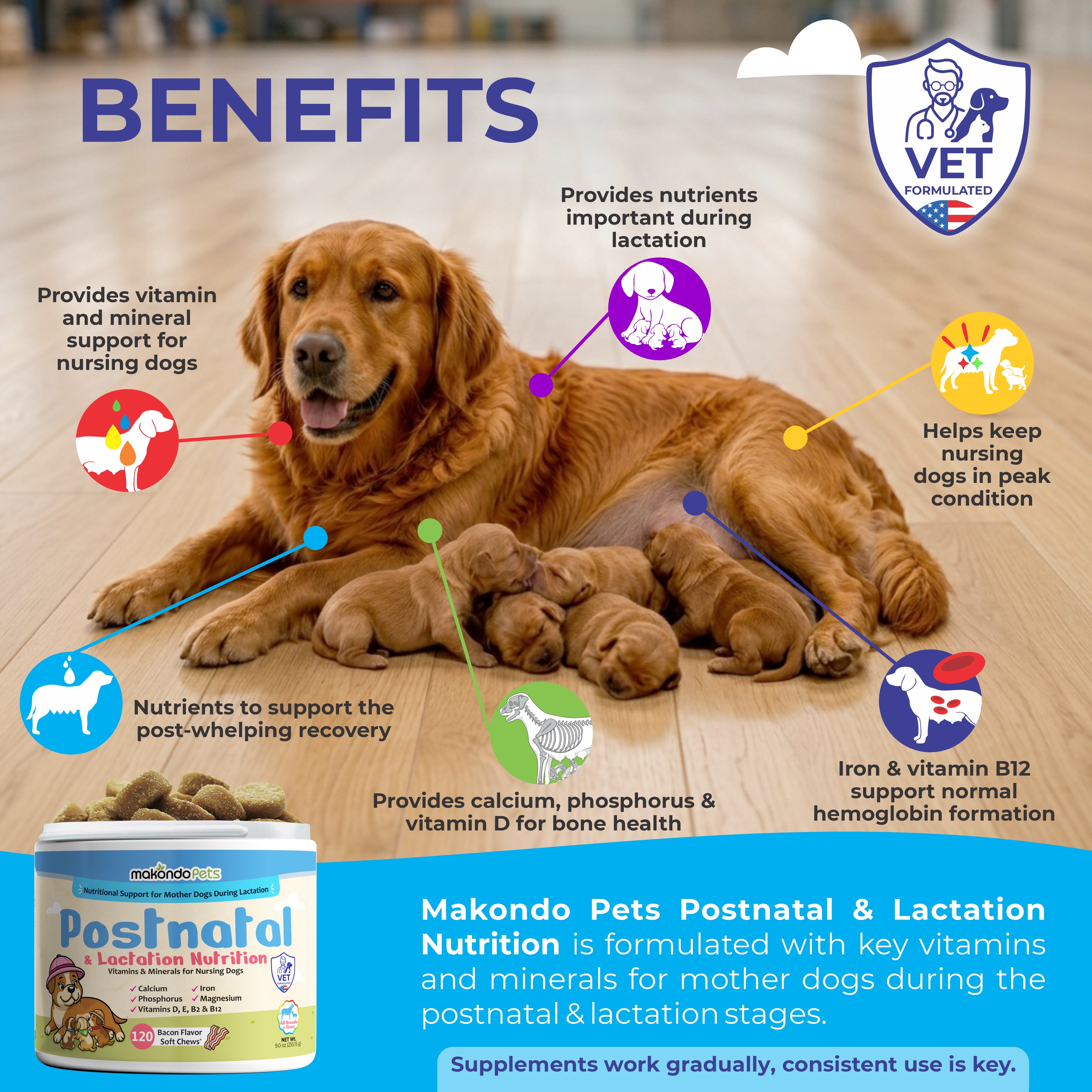 Dog Postnatal & Lactation Nutrition | 120 Soft Chews | Breeders