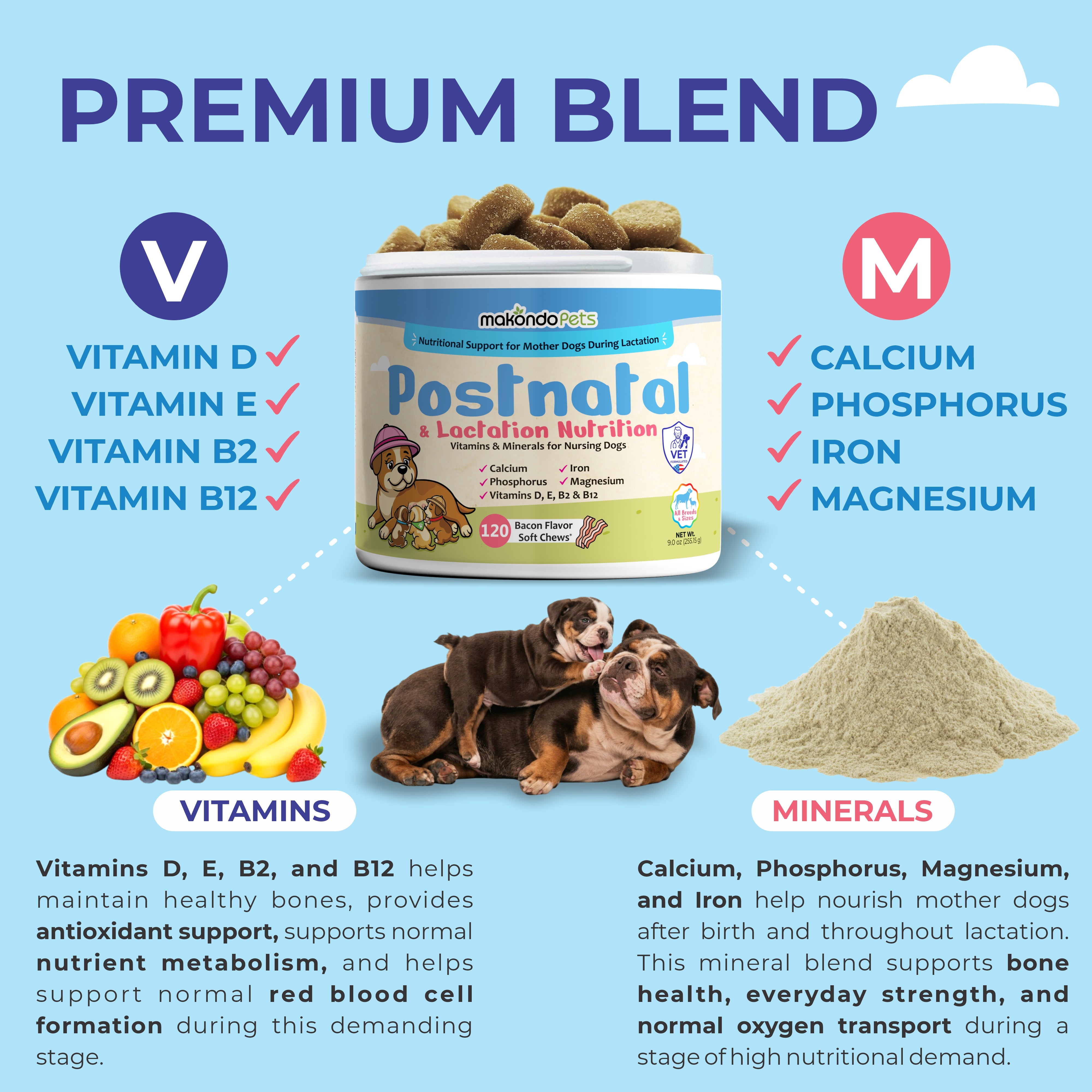 Dog Postnatal & Lactation Nutrition | 120 Soft Chews | Breeders