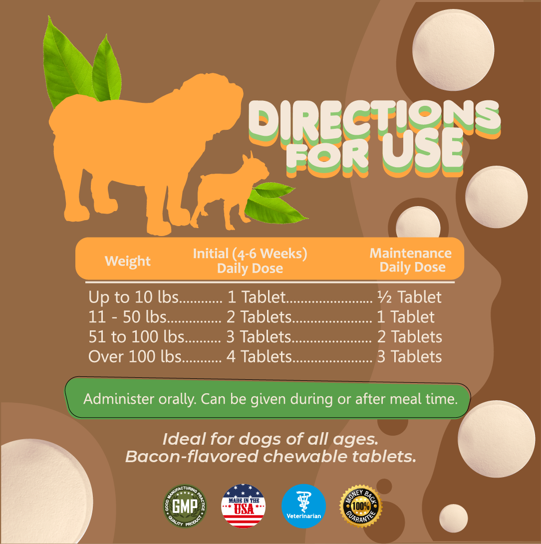 Hip and Joint Supplement for Dogs. 60 Tabs
