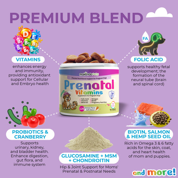 Dog Prenatal Vitamins | All Breeds | 120 Soft Chews