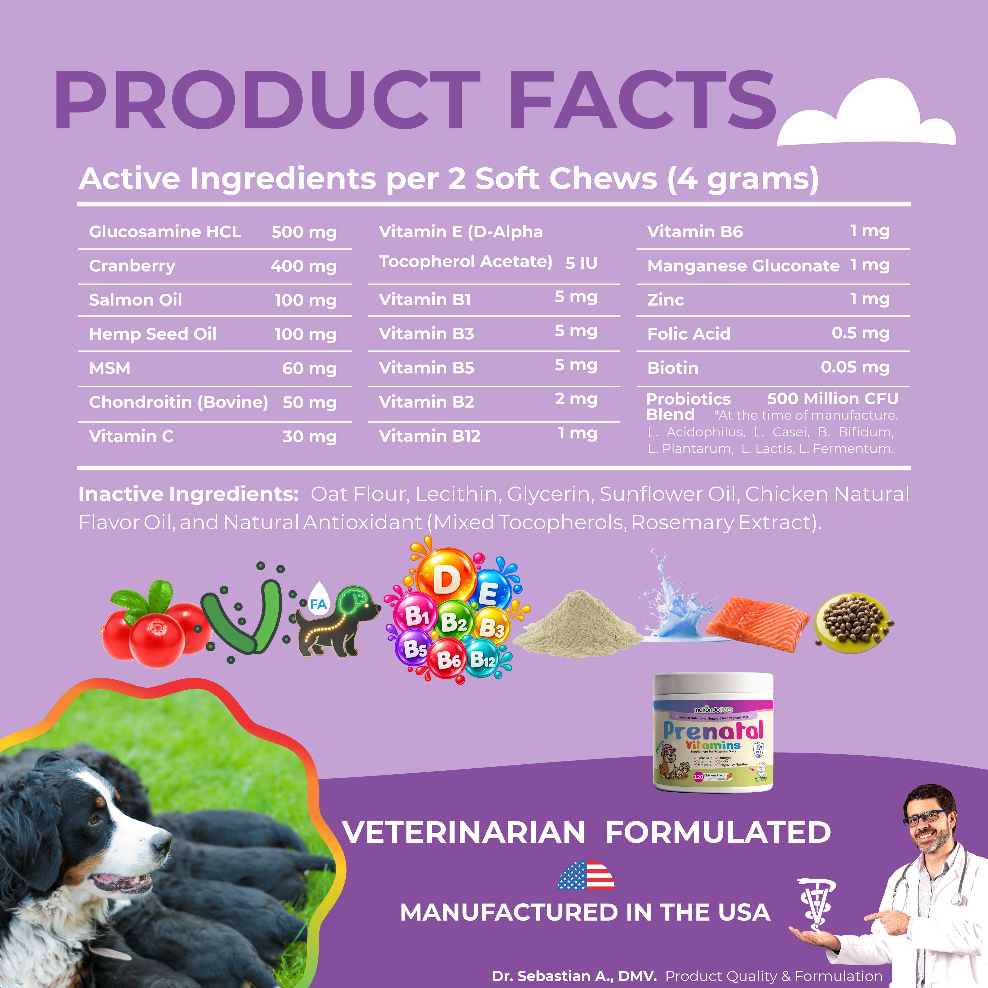 Dog Prenatal Vitamins | All Breeds | 120 Soft Chews