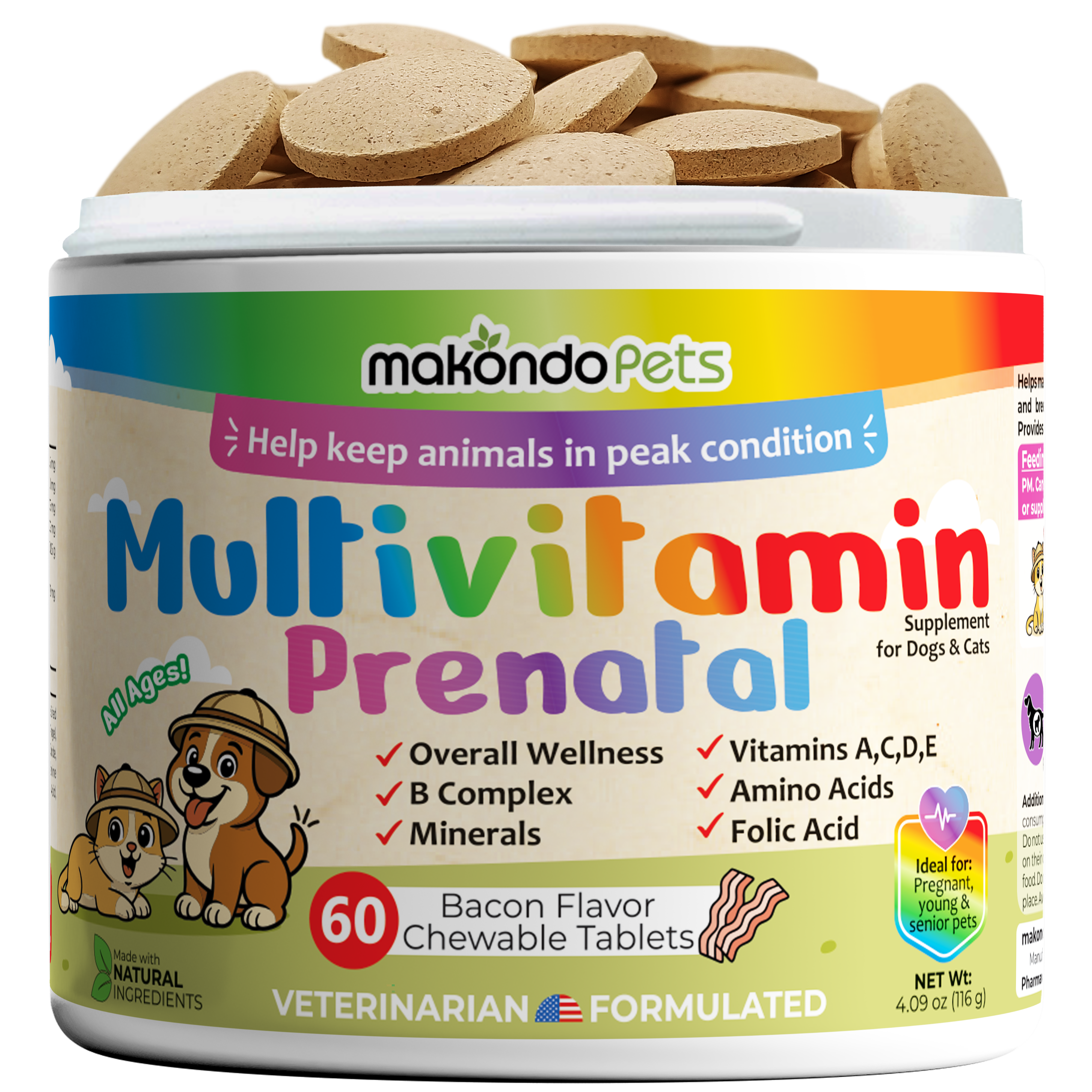 Multivitamínico para perros y gatos. Vitaminas prenatales 