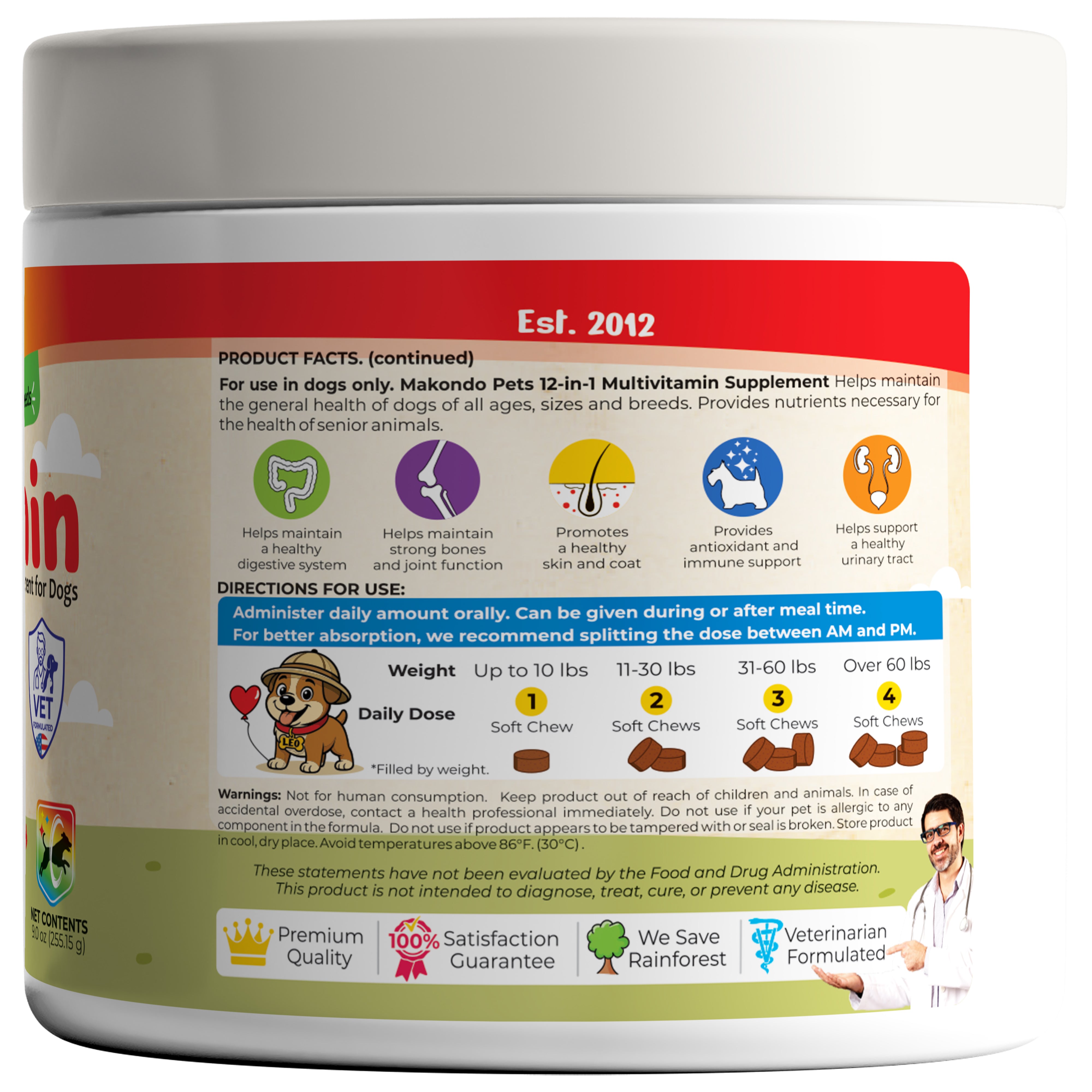 12 in 1 Multivitamin for Dogs - 120 Soft Chews