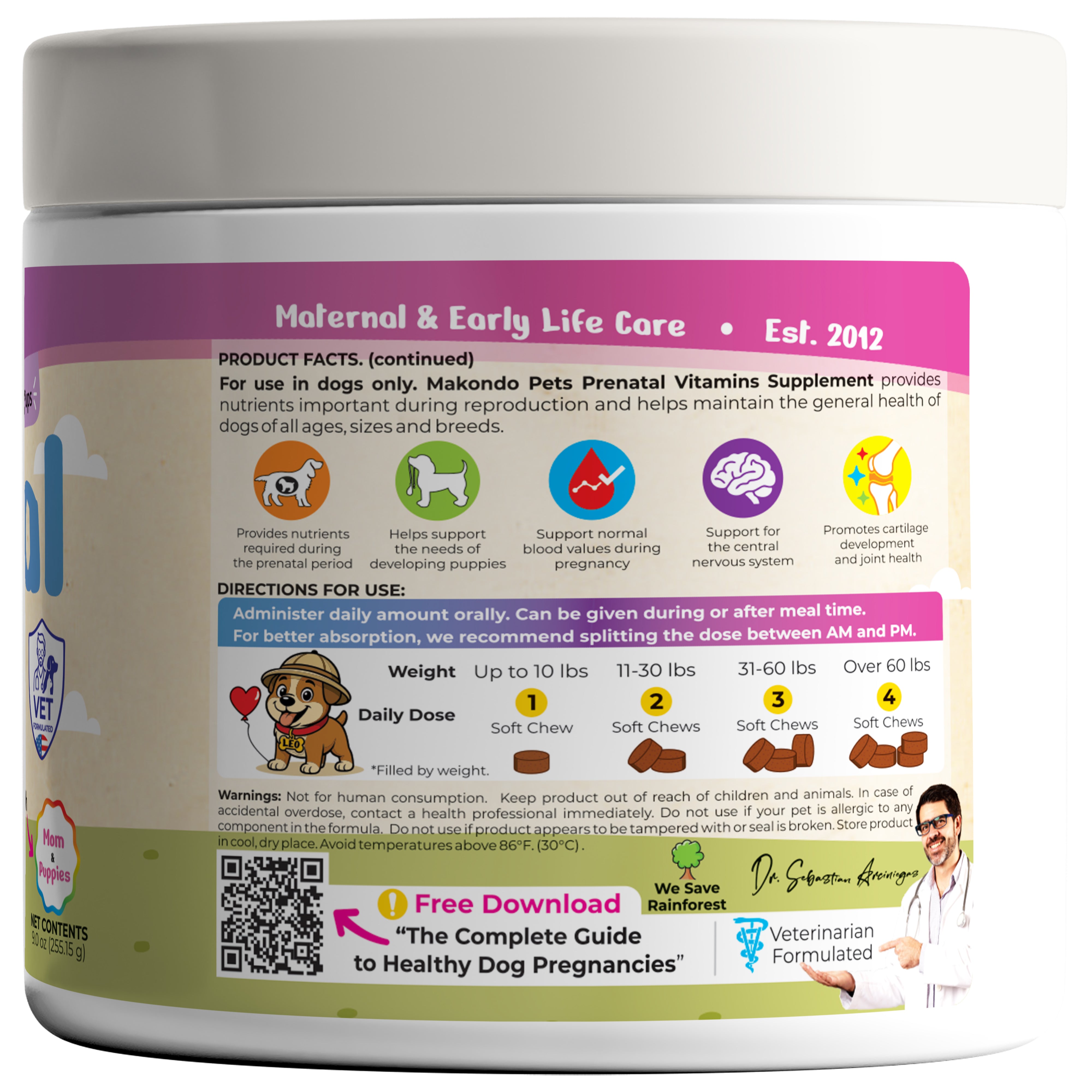 Dog Prenatal Vitamins - 120 Soft Chews