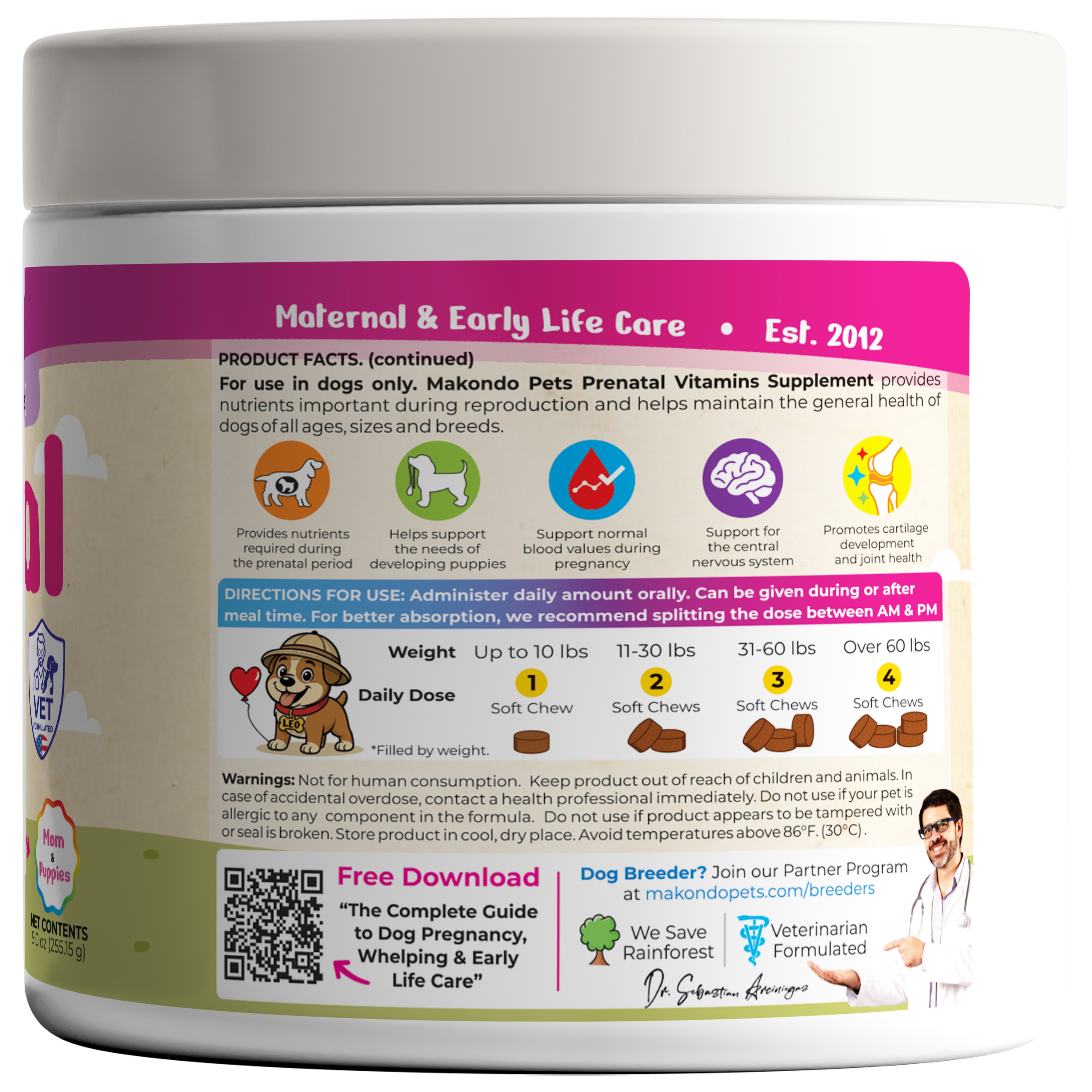 Dog Prenatal Vitamins | All Breeds | 120 Soft Chews