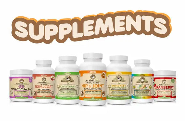 Dog supplement bottles.