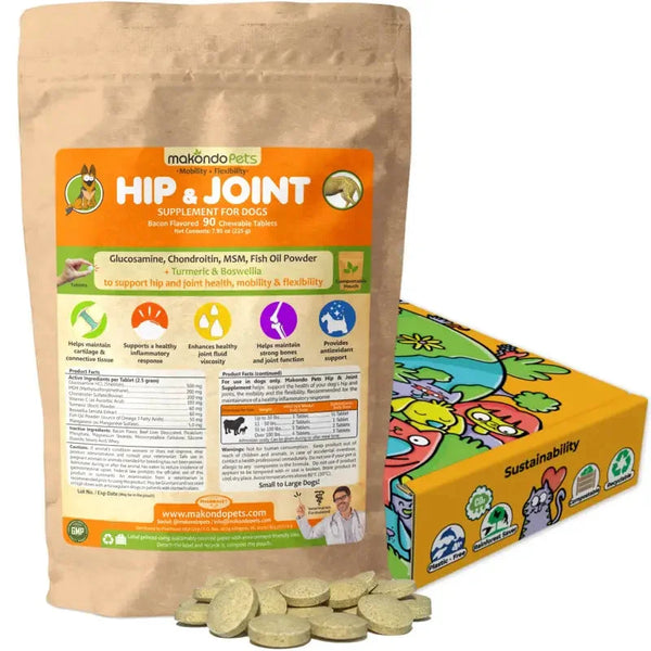 Hip And Joint Supplement For Dogs - 1 Pack- 90 Tabs - Pet