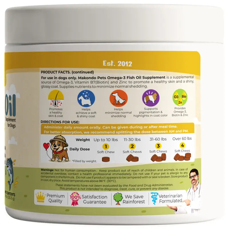 Omega 3 for Dogs Salmon Oil 120 Soft Chews Makondo