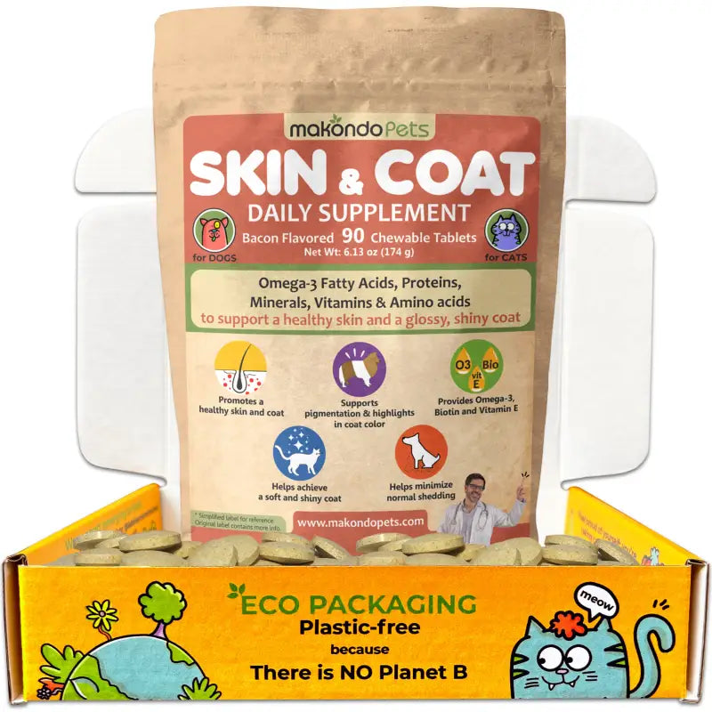 Skin And Coat Supplementfor Dogs & Cats - 1 Pack- 90 Tabs -