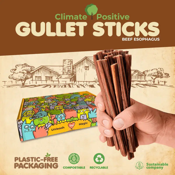Premium Gullet Sticks 100% Natural. Climate Positive 6 - 24